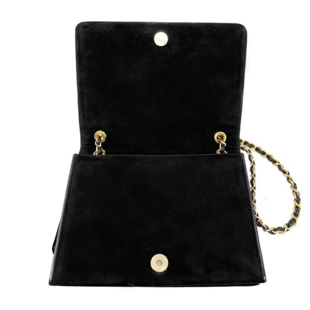 Chanel Black Suede Flap Bag Gold Chain CC Shoulder Bag - Picture 6 of 13
